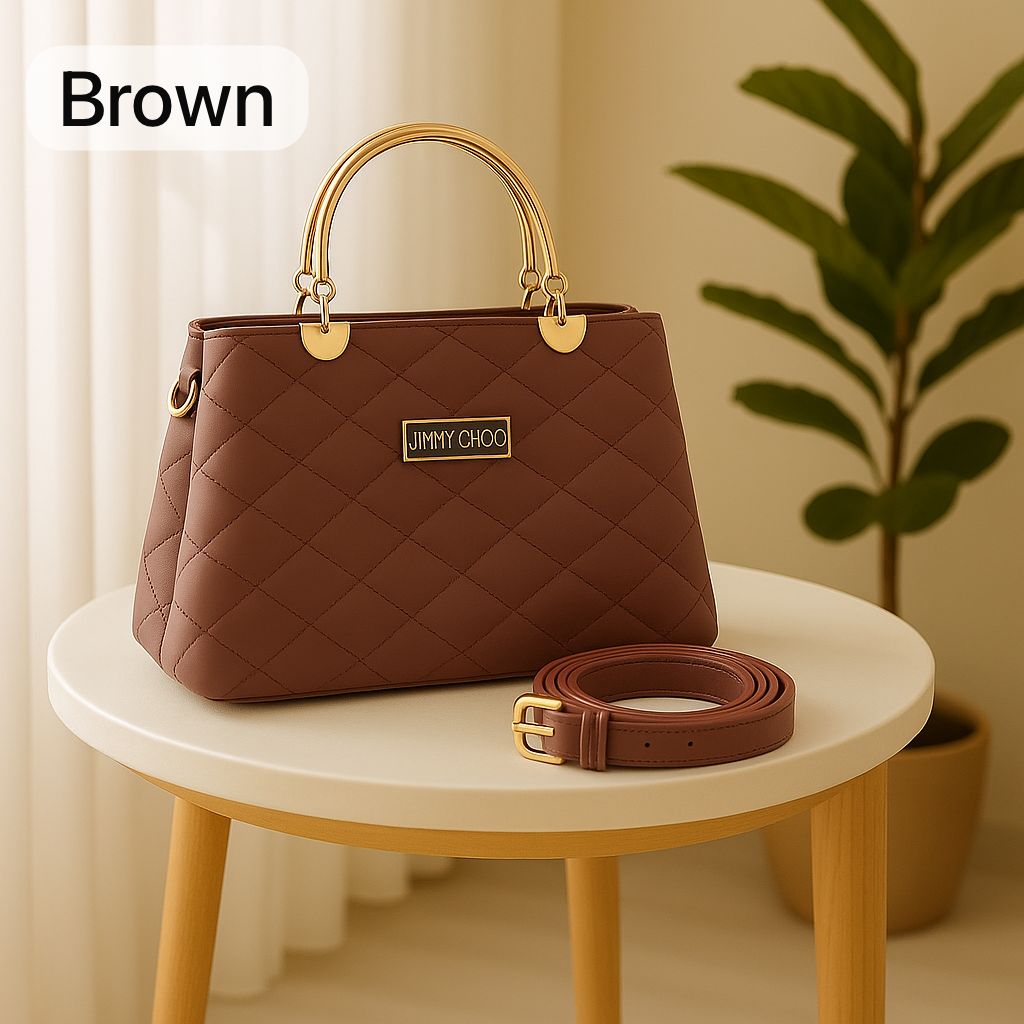 00b71fb8caf8afea21ee3d459ed951ff Premium Quilted Faux Leather Handbags with Golden Metal Handles - Elegant Shoulder Tote Collection - Image 4
