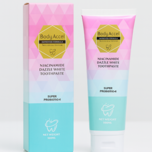 Body Accel Niacinamide Whitening Toothpaste 100ml – Advanced Stain Removal With Probiotics For Bright Smile & Fresh Brea