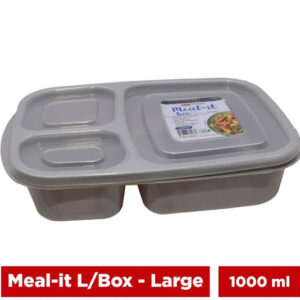 Meal-It 3-Compartment Lunch Box (1000 ml Large) – Leak-Resistant Meal Prep Container for Neatly Separated Food Items
