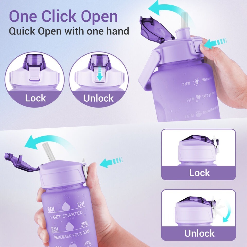 01586282188b6124b1aec9efb32f7bd3 Sports Water Bottles 3 Pcs Set With Leak Proof Flip Top Lid (Random Color) - Image 2