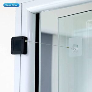 Universal Punch-Free Automatic Sensor Door Closer | Heavy-Duty Retractable Steel Cable Door Closer for Home, Office, and