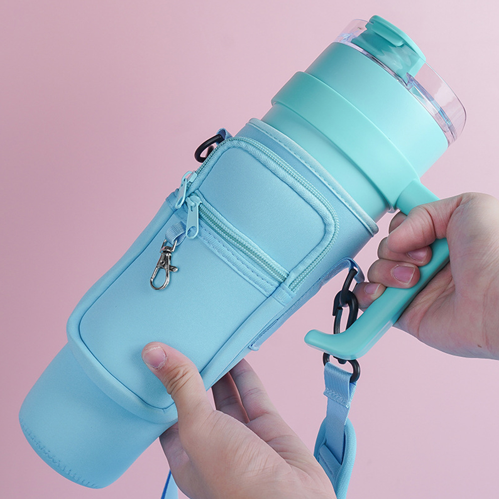 045b0dc9d00526f9534b7e2207c55c86 Water Bottle Carrier Bag with Phone Pocket for Stanley Quencher Cup with Handle Water Bottle Holder Pouch - For 1200 ML - Image 3