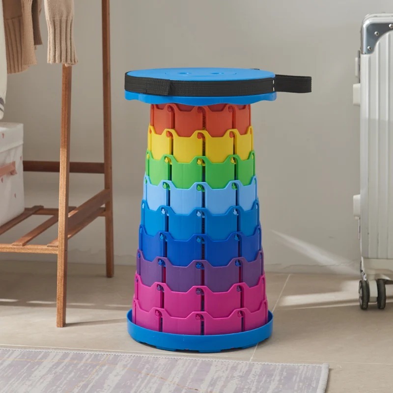 04f869e26b9984c013be7ad74e562ff3 Portable Rainbow Telescopic Stool – Lightweight Collapsible Folding Seat for Camping, Fishing, Hiking & Outdoor Activiti - Image 3