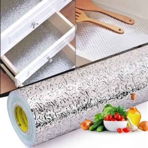 Silver Foil Kitchen Waterproof & Oil Proof Sticker | Aluminum Foil Self-Adhesive Sheet for Stove, Cabinets & Walls – Hea