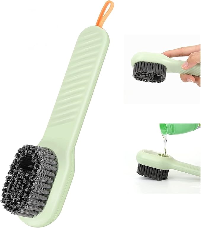 06573ded09116abc484af3242d41c661 Multifunctional Shoe Brush with Liquid Box, Household Soft Fur Liquid Cleaning Shoe Brush, Long Handle Shoe Brush Press