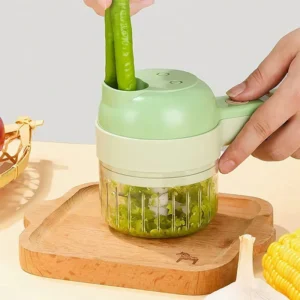 Rechargeable 4 In 1 Electric Vegetable Cutter With Multi-Function Slicer, Chopper, Grinder And Peeler For Fast Kitchen P