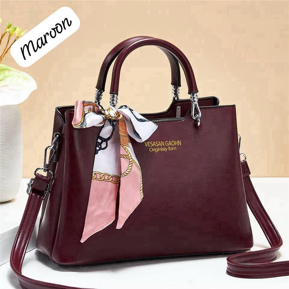 07aeb3a22022f29e0ce586db24375aa3 1Pc Vesasan Gaohn Faux Leather Handbag With Decorative Scarf Elegant Design Premium Quality - Image 4
