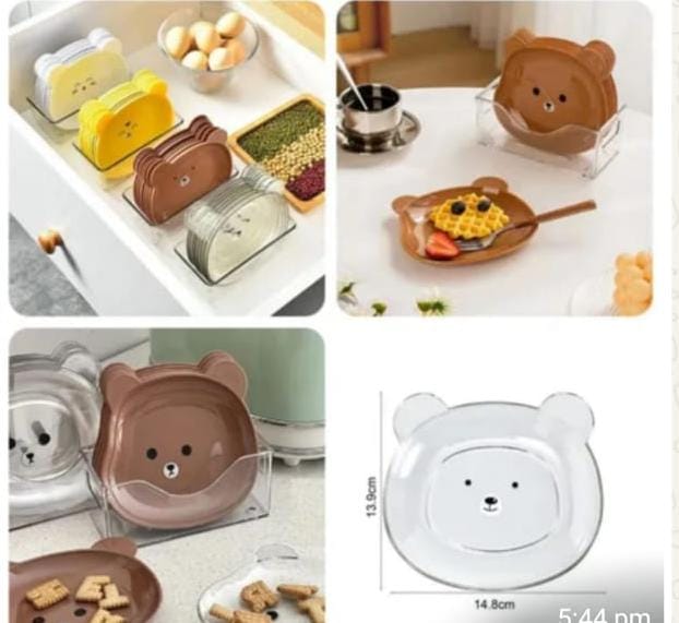 07e26ee3f25307721528e10329757f23 8 Plates With Stand Bear Design Durable Quality Stylish Look Reliable Utility Perfect Choice For Daily Use (Random Color - Image 4