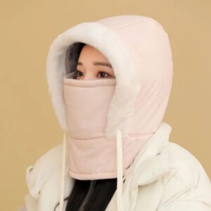 Hoodie Beanie Bonnet Cap Universal Winter Thermal Balaclava Hood with Integrated Face Mask and Windproof Fleece Lining f