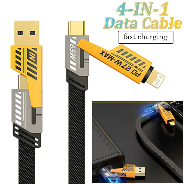 4-in-1 Multi USB Charging Cable – USB-C to USB-C, USB-C to Lightning, USB-A to USB-C, USB-A to Lightning | Fast PD Charg