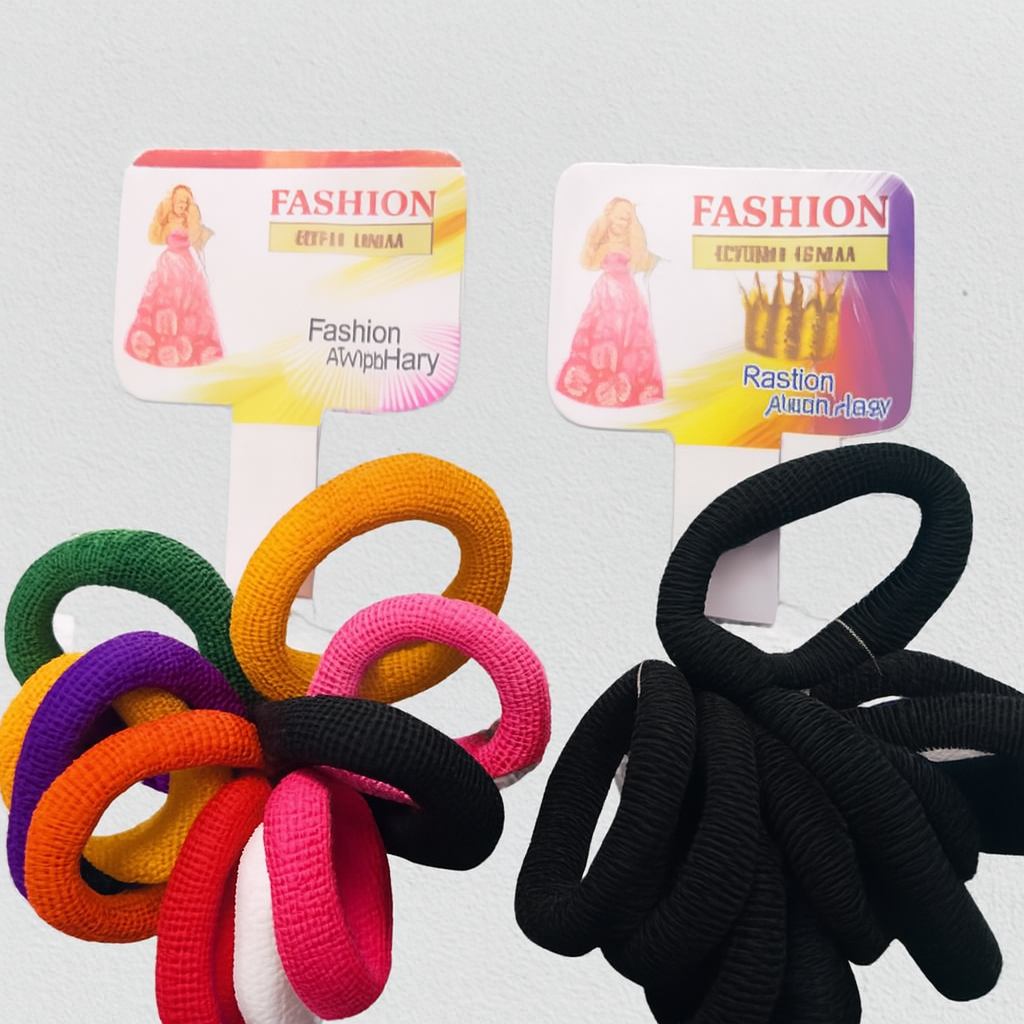 096680743e66d1876b0e36fdbe80a798 Pack Of 8 Hair Poni Set – Durable And Stylish Black And Multicolor Hair Bands For Women And Girls – Strong Elastic, Comf - Image 3