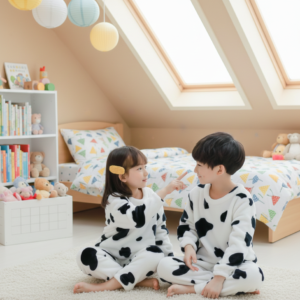 Ultra-Soft Fleece Kids Cow Print Pajamas | Plush Flannel Winter Loungewear Set for Boys & Girls