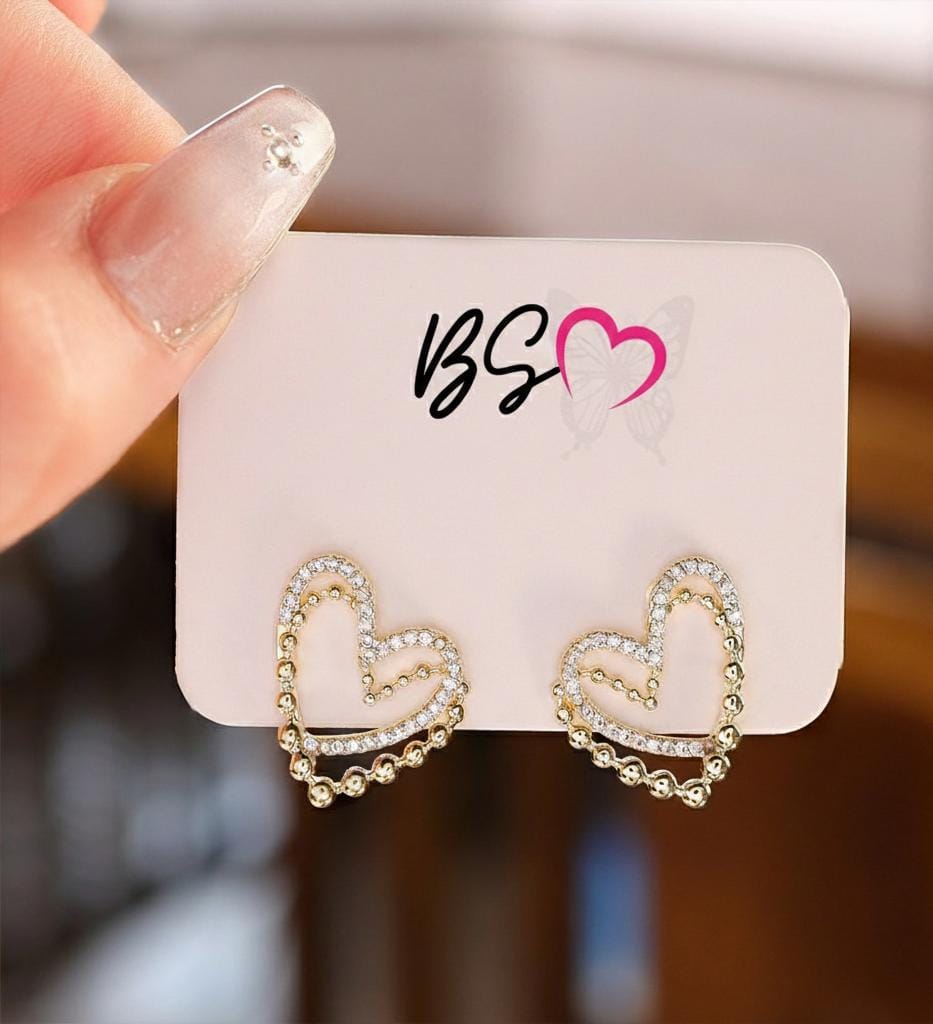 0a1b5a11b6ccec5ef6eedf969aed6af9 ZJE-164 Heart Shape Double Korean Earrings – Elegant Fashion Jewellery, Stylish Accessory for Women - Image 4