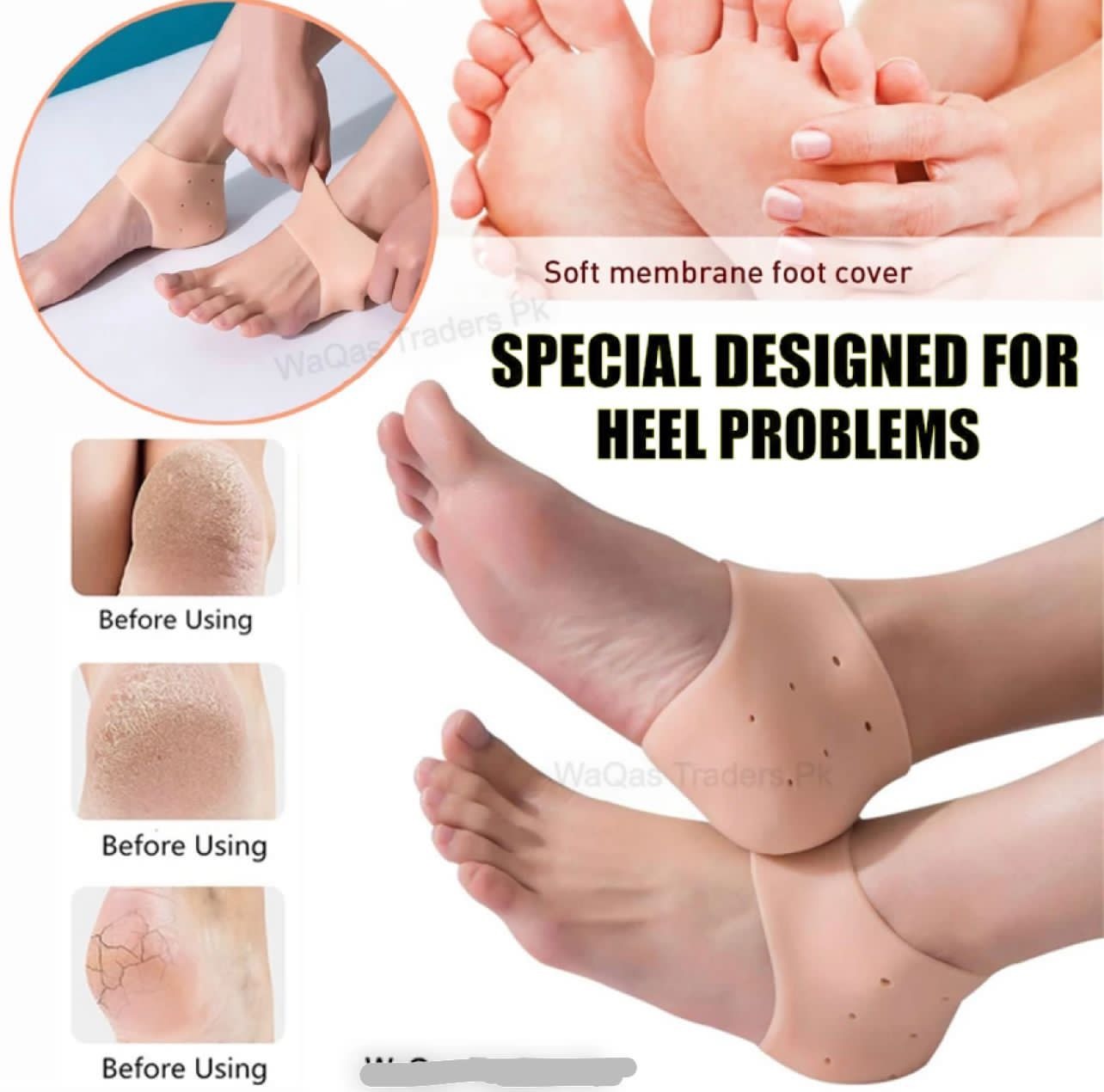 0d1b774574a913ae2801d2976387a341 Half Heel Pain Anti-Crack Silicone Set – Unisex Anti-Crack Pain Relief - 01 Pair - Image 2