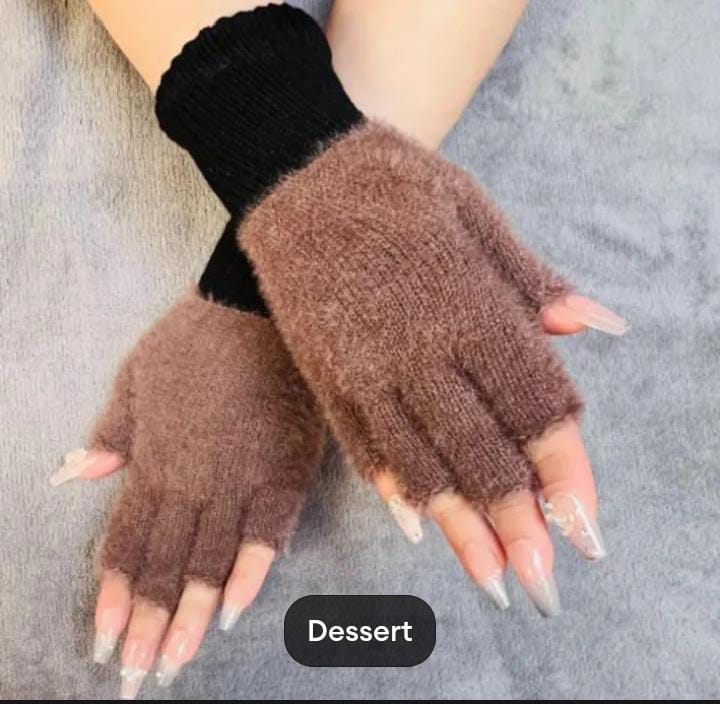 0d8f9f362cd005e5983d80a78448ebf6 Girls Soft Plush Half Finger Gloves | Warm Fuzzy Fingerless Winter Gloves for Writing, Typing & Outdoor Use random colou