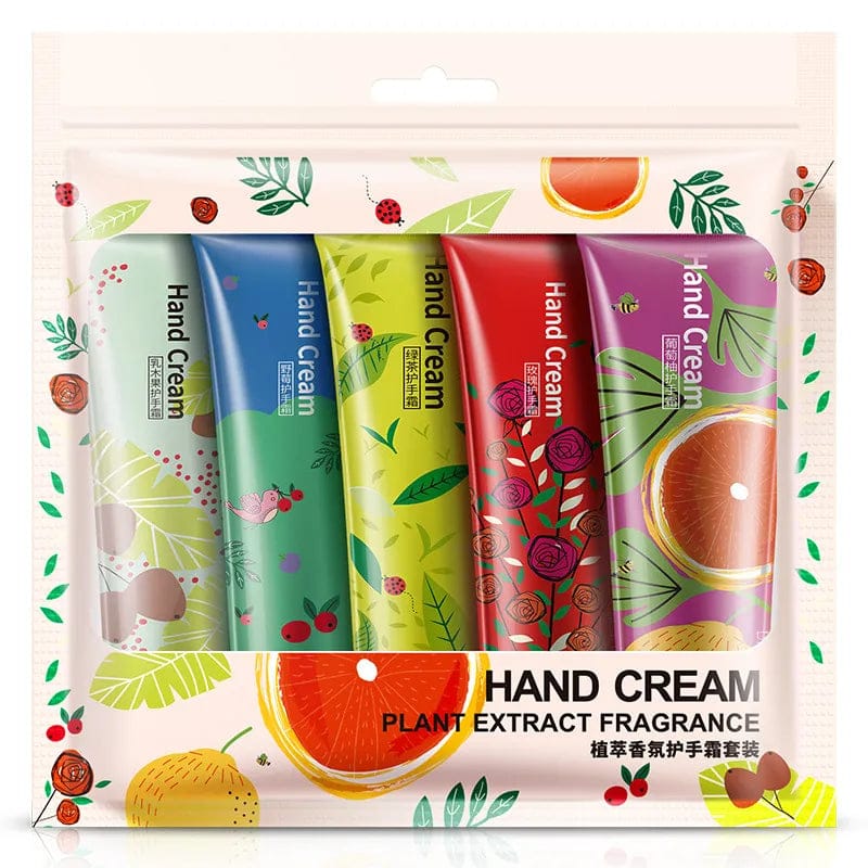0e78956d658157205435a8156805a375 5pcs Plant & Fruit Fragrance Hand Cream Set – Moisturizing, Nourishing & Anti-Chap Hand Care for Soft, Smooth Skin - Image 4