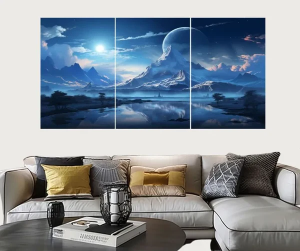 0ee7658bd9e975f297137c223c132260 Set of 3 Surreal Landscape Wall Art Frames – 8x11" MDF Wood with Adhesive Backing