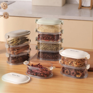 4 Layers Multi-Layered Seasoning Spice Storage Box, Seasoning Storage Box, Multi Tableware Set Accessories for Outdoor B