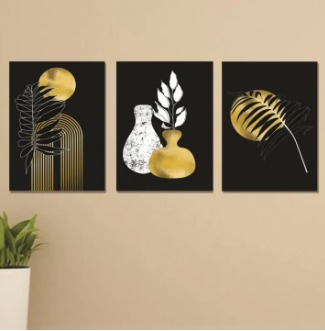 10026f3c40e4cb30e6ca52c840f0d453 Set Of 3 Sticky Wooden Canvas Frames For Wall Decore Aesthatic Art / Sticky Phototiles For Room Wall Decoration