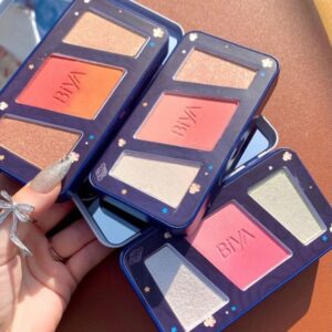 3 in 1 Colors Facial Blush Gradual Powder Blusher Shimmer Highlighter Three-dimensional Brightening Powder Blusher Palet