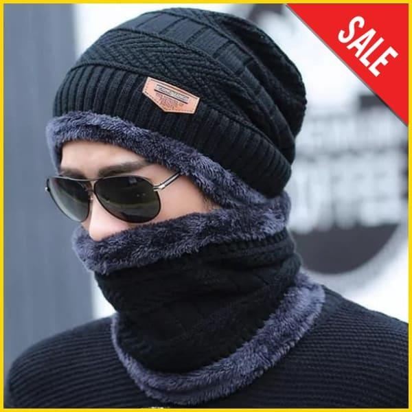 1326a8aafec944ad9d9523b835df4840 Wool Cap With Neck Warmer | Beanie And Scarf Set With Fleece Mask | Winter Thermal Wool Cap For Men And Women