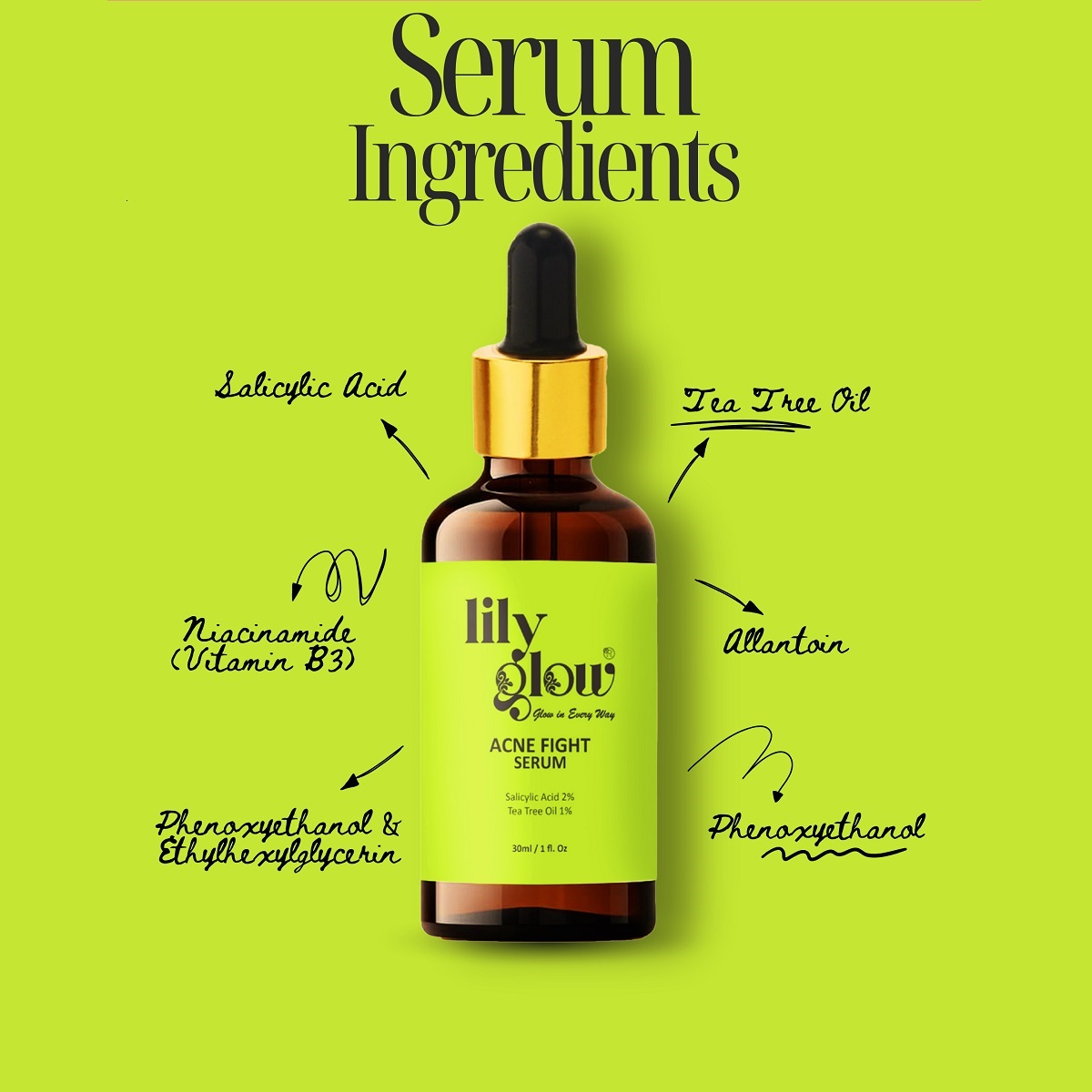 13a7d951a14885eff21e7abd5324c9bc Lily Glow Acne Fight Serum – For Oily & Dry Skin, Acne Marks, Pimples & Face Whitening (30ml) - Image 3