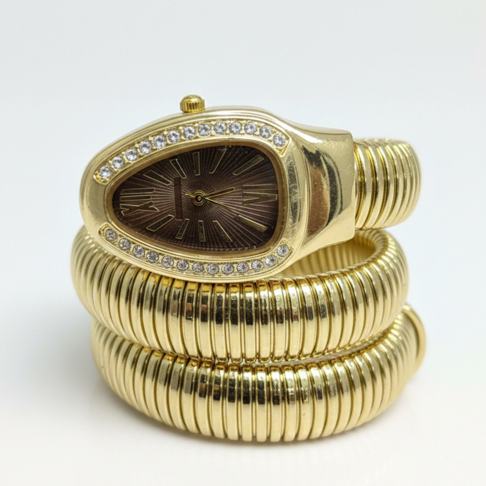 16b1075cfc28c05906c90fc1fbda058a Artisanal Serpenti-Style Tubogas Triple-Coil Wrap Watch with Crystal-Embellished Guilloché Dial (Without Box) - Image 4