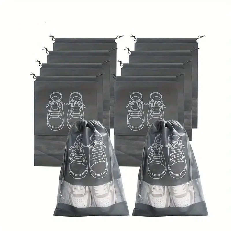 Pack of 01 - Shoe Bag for Travel & Home Storage – Dustproof Printed Shoe Organizer Pouch in Random Gray – Lightweigh