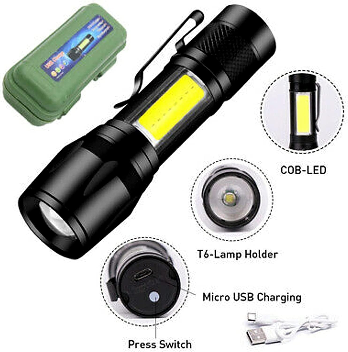 1757835503-68c670ef84bf7-imgi_6_WhatsApp-Image-2024-10-31-at-6.25.27-PM Mini Rechargeable LED Flashlight – Waterproof Torch with USB Fast Charging & Side Lamp - Image 2