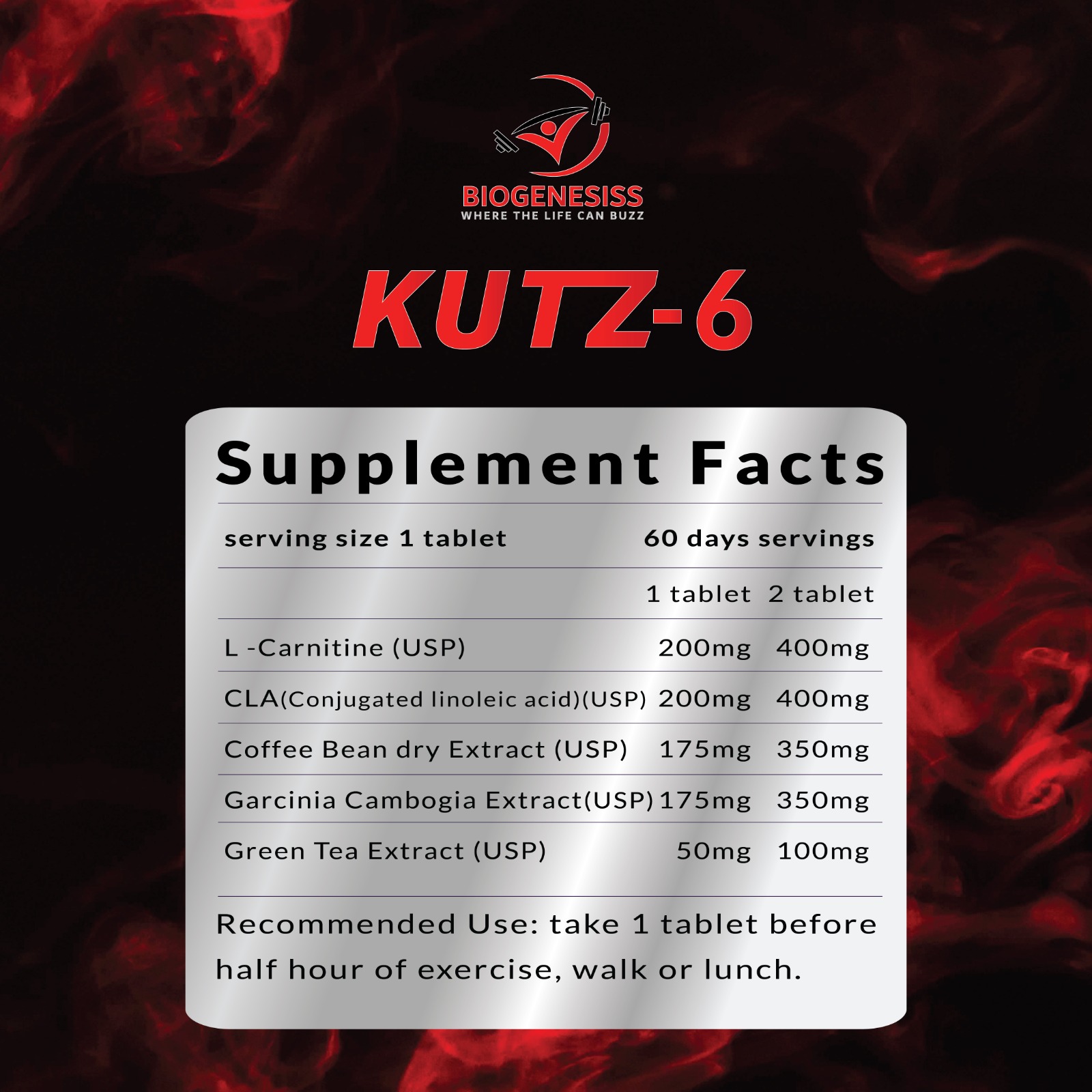 17f801808221b95c626b1f05db30120d BIOGENESISS KUTZ-6 Extreme Thermogenic Fat Burner – Advanced Metabolic Support & Energy Booster for Weight Management (6 - Image 2