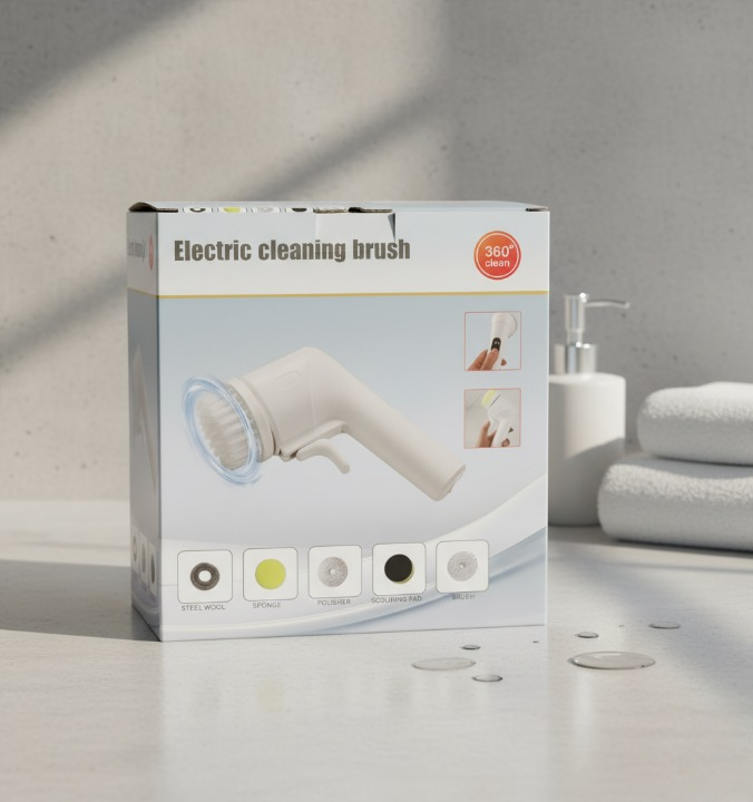 18dbd2be2e74d5a78e9227f8b5332961 Electric Cleaning Brush With Multiple Attachments For Efficient Home Cleaning – 360° Rotating Scrubber With Sponge, Brus - Image 2