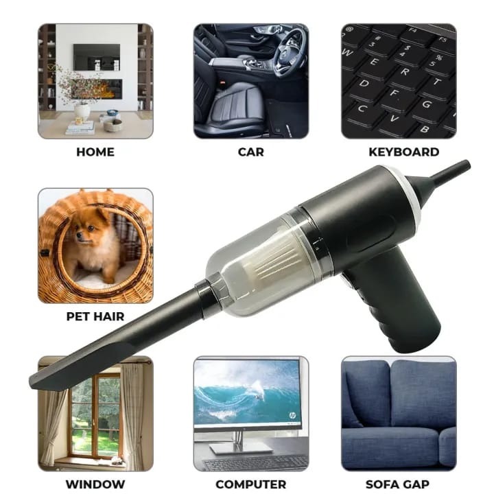1aad15b8515ba61e0b653e3e1e17569f 3 in 1 Portable Wireless Vacuum Cleaner – High Power Suction, Air Pump & Duster for Home, Car & Laptop - Image 4