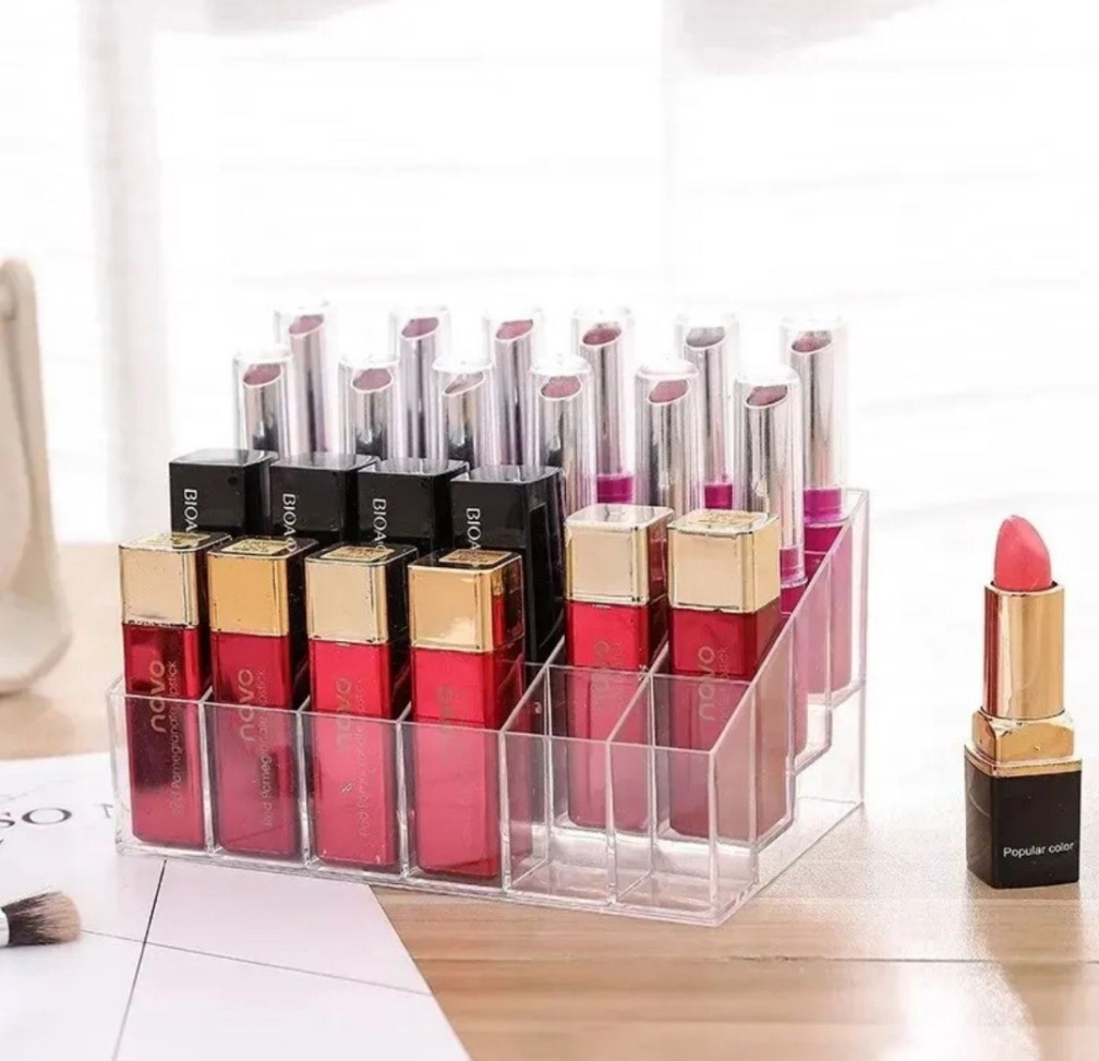 1b1d8e94bd39b1ccd4e9948bf9148889 24 Grid Makeup Organizer Storage Box Cosmetic Box Lipstick Jewelry Box Case Holder Display Stand make up organizer - Image 3
