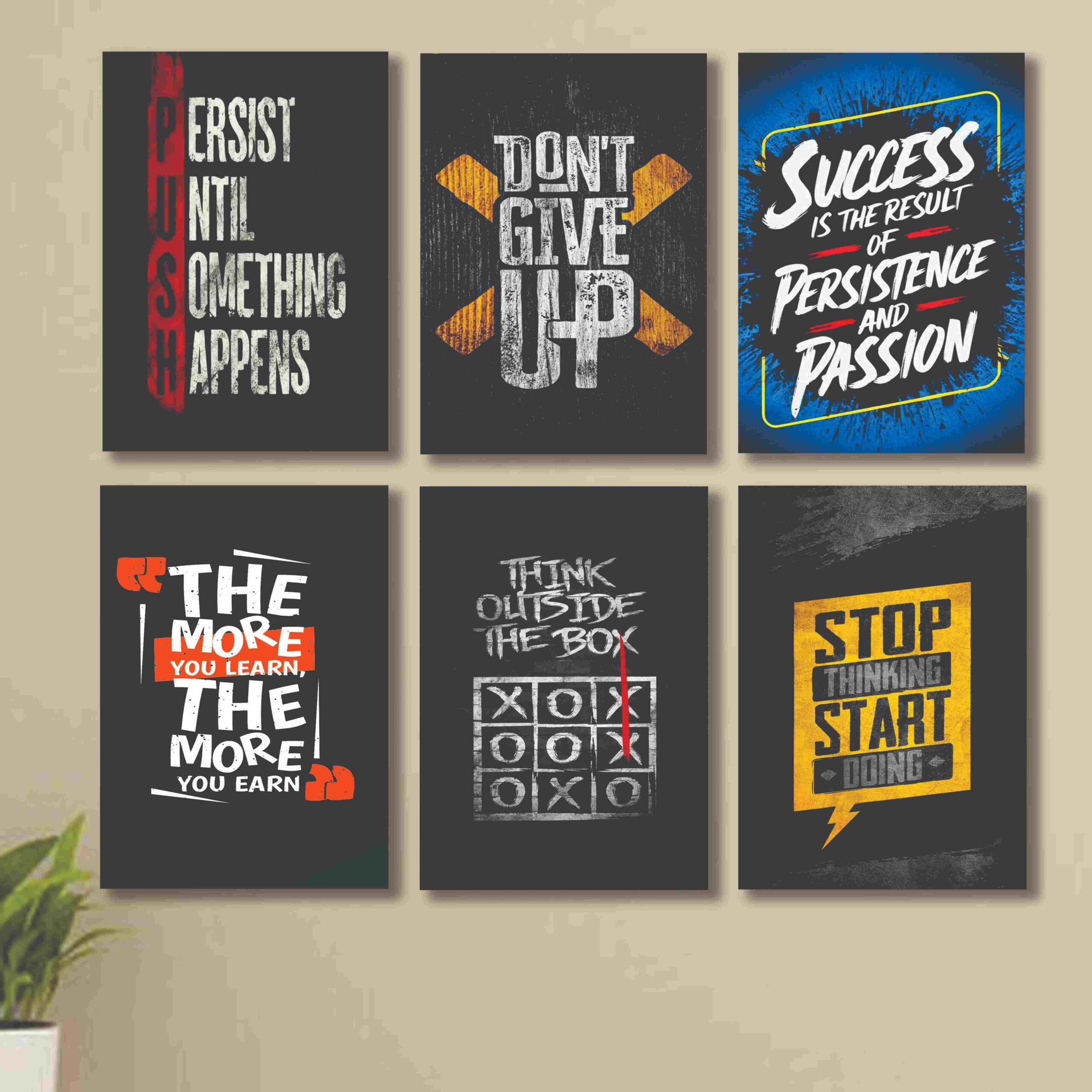 1cdcada261826b37ee64a514c2396cc6 set of 6 Motivational sticky canvas frames for wall decore / sticky phototiles