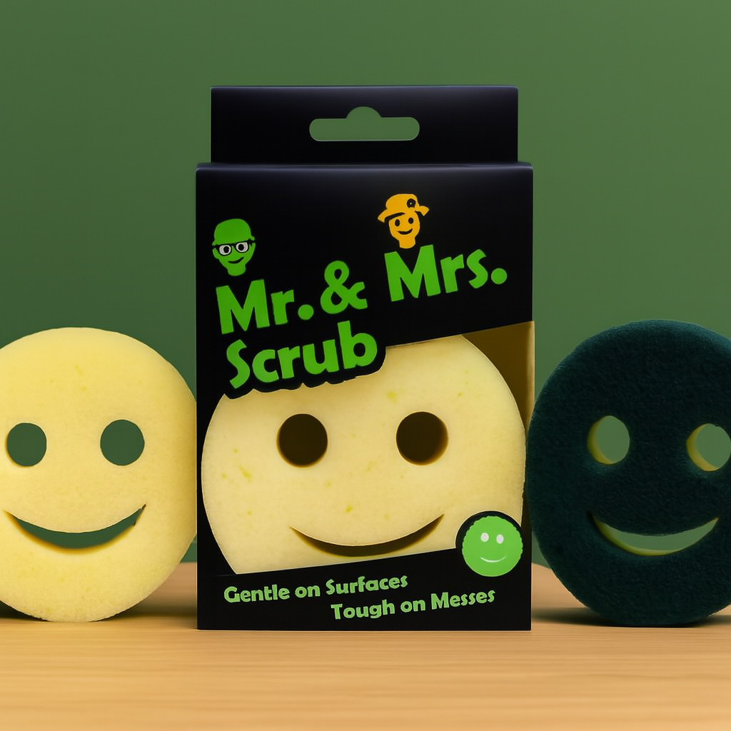 1d2dda1f37923569366ee6ff9e14491b Smiley Face Scrub Sponge – Mr. & Mrs. Scrub | Gentle on Surfaces, Tough on Messes