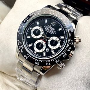 Rolex Daytona Rotating Bezel Quartz Machine | Quartz Chronograph Movement Silver Stainless Steel Strap Watch With Master