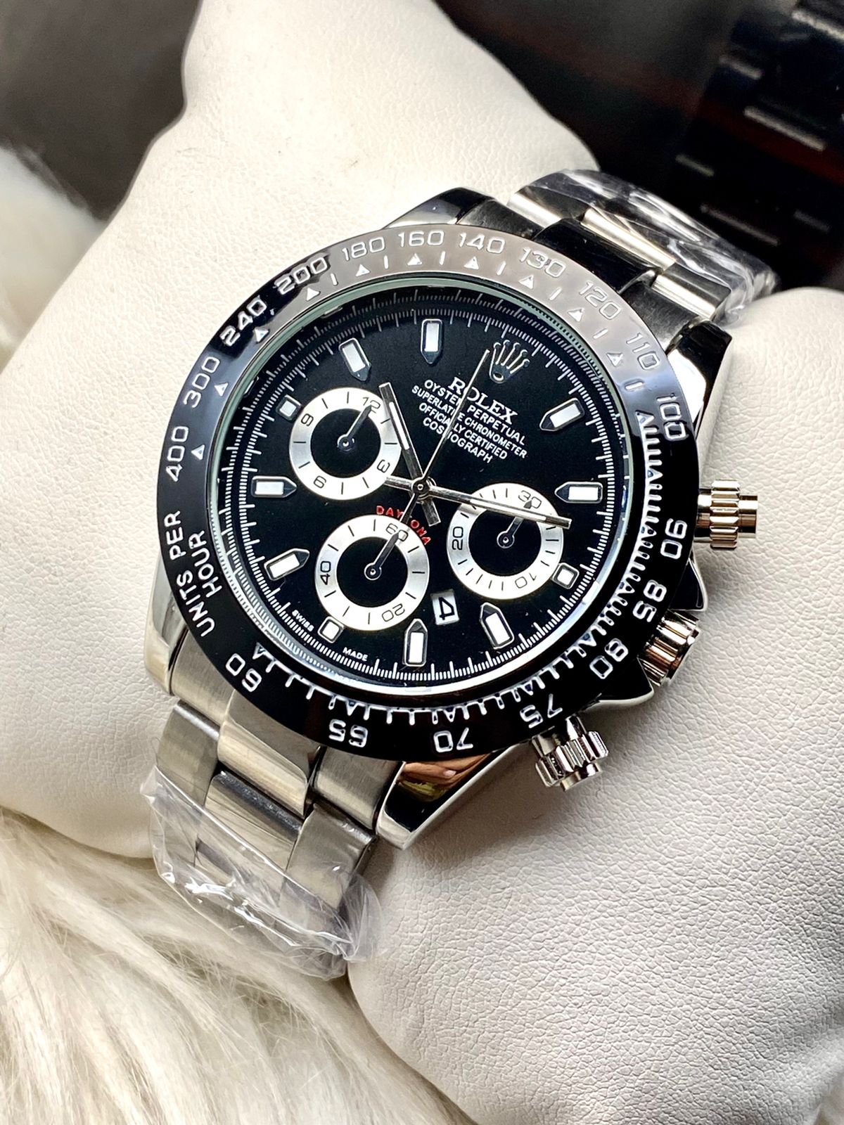 Rolex Daytona Rotating Bezel Quartz Machine | Quartz Chronograph Movement Silver Stainless Steel Strap Watch With Master