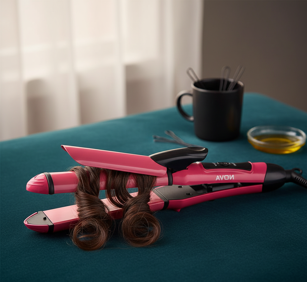 1e3d992c8c72ff3deb19fed7820e9ae2 Nova 2-in-1 Hair Straightener & Curler NH-2009 | Quick Heat-Up Ceramic Plates | Portable Dual-Use Hair Styling Tool