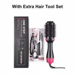 One Step Hair Dryer And Styler Hot Air Brush With Extra Hair Tool Set – Professional Volumizer, Straightener, Curler, An