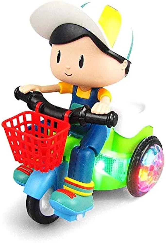 1eb8c3183b589d466d1d40a2b9beff53 Musical Stunt Tricycle Toy Bike for Kids with 360° Rotation, 3D Flashing Lights, Music & Bump and Go Action - Image 3
