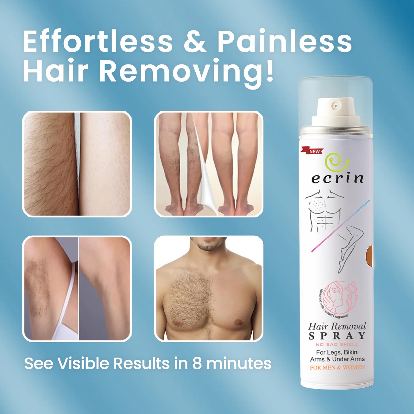 1ee3bbce7368cb0db48e106f6a0325cb New Ecrin Hair Removal Foaming Spray - Advance Formula with Refreshing Fragrance (200ml) - Image 5