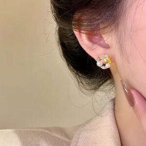 AWT-118 Korean Leaf Sparkling Pearl Earrings – | Elegant Leaf Design With Premium Pearls, Perfect for Daily Wear, Partie