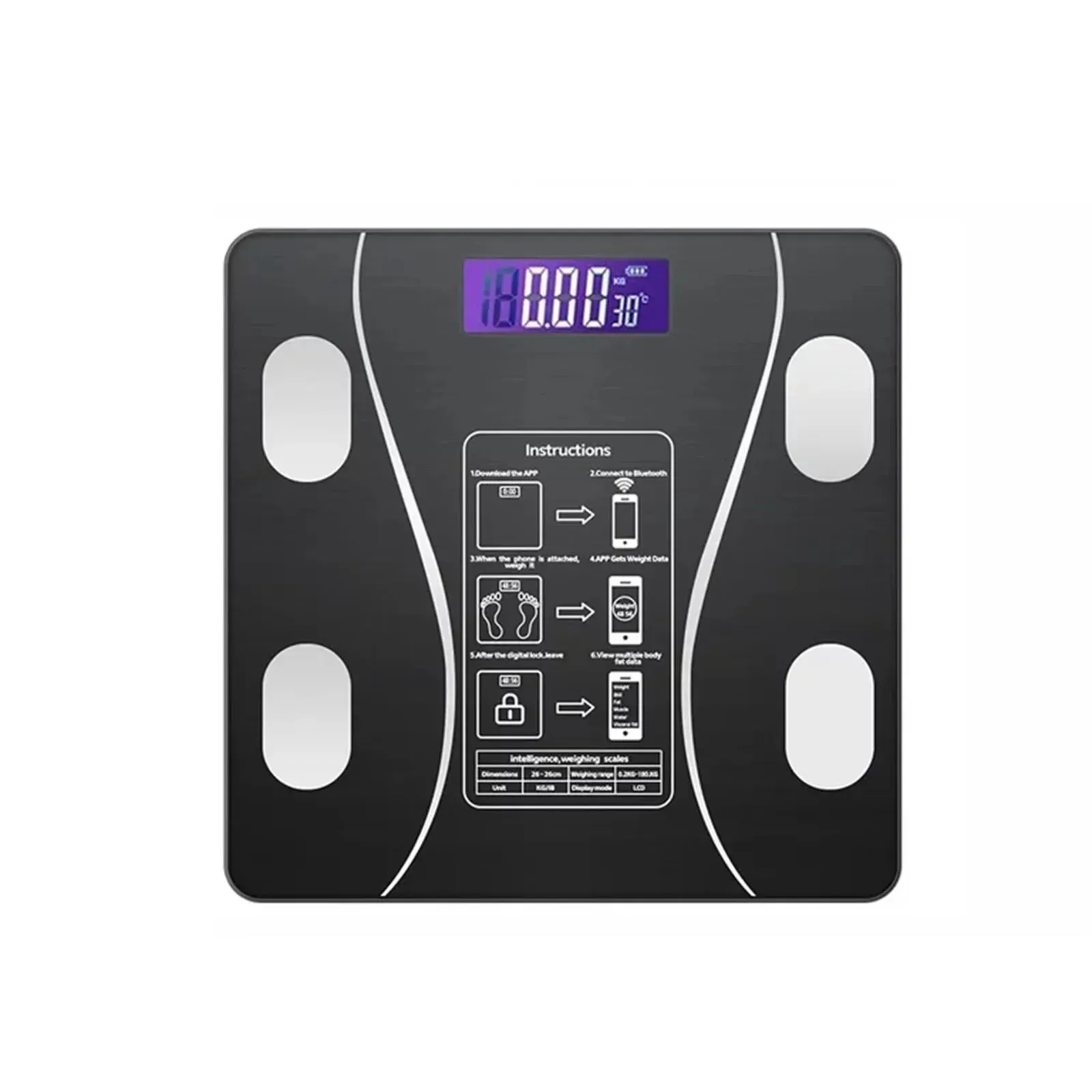 1f375732172a2135788318a3398943ff Smart Wireless Bluetooth Digital Weight Scale – Max 180kg, Precision D=50g, Body Weight Monitoring - Image 2