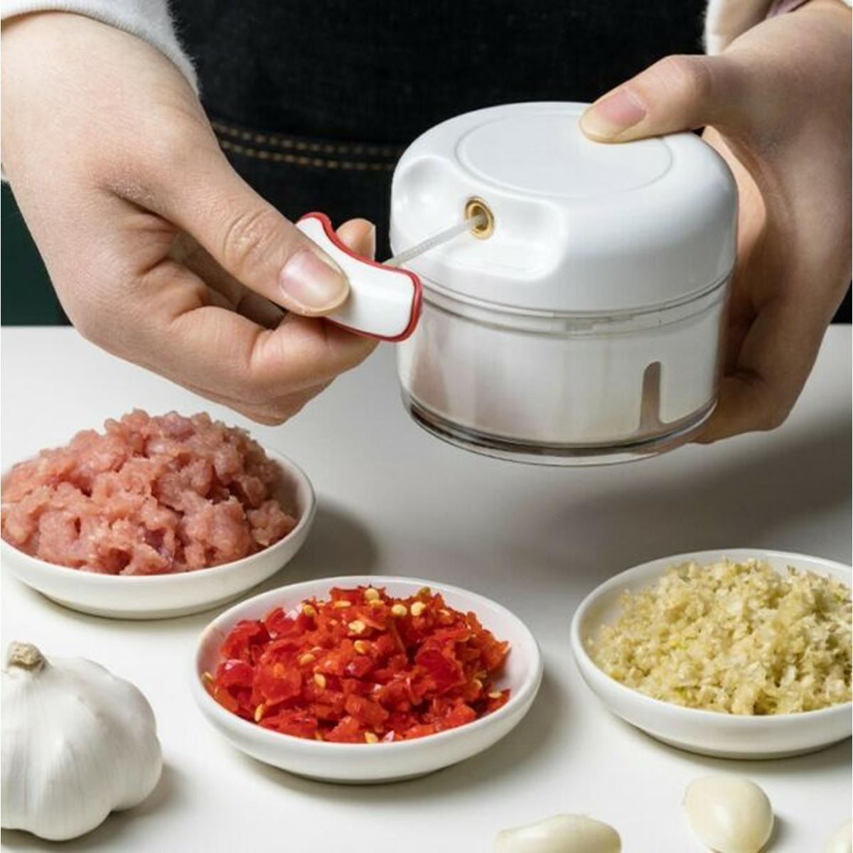 2011cbd2e586d0410ceac9a0d004ea4f Mini Speedy Chopper | Manual Hand Pull | Garlic Slicer | For Vegetables, Fruits & Meat | High‑Quality Kitchen Tool