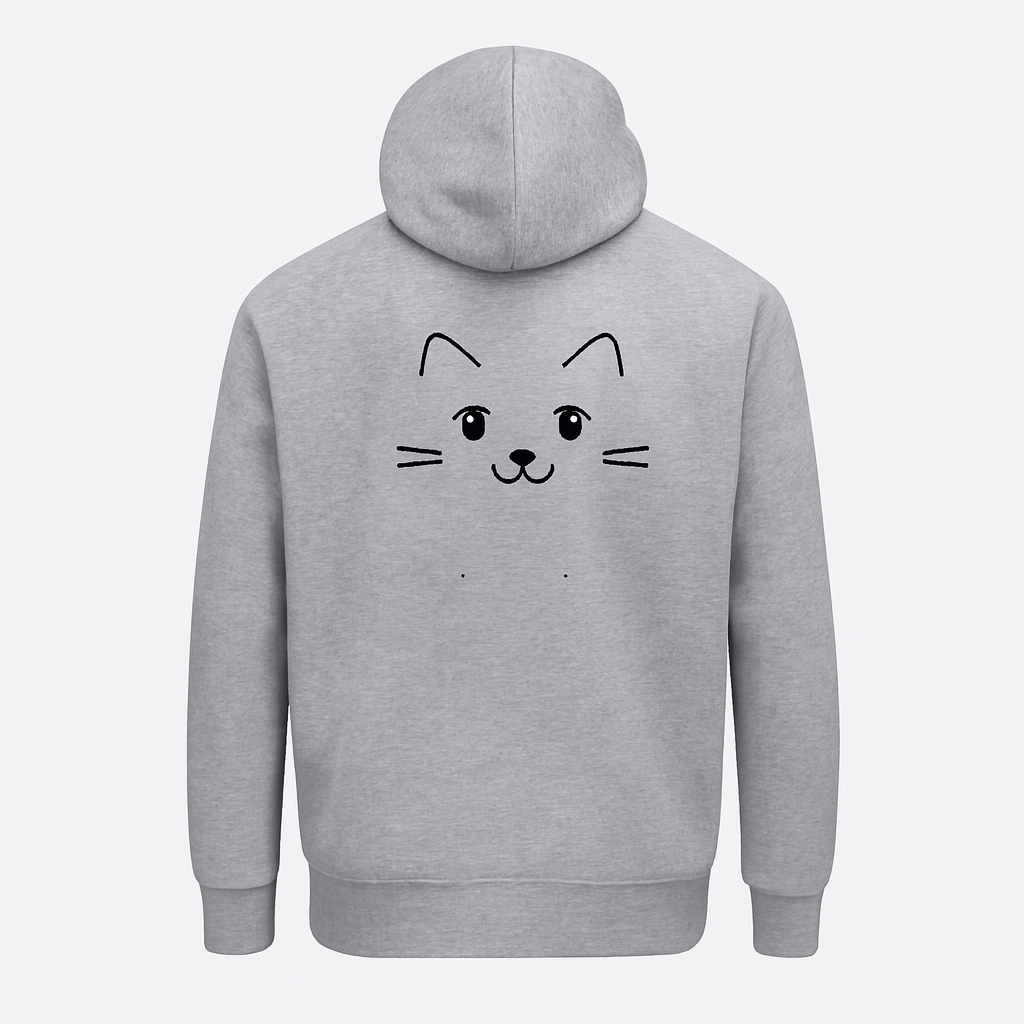 21338a21a1d922b9e1c4530173f1a4f6 New Summer Collection Full Grey Hoodie Cute Cat Printed For Girl And Boys - Image 2
