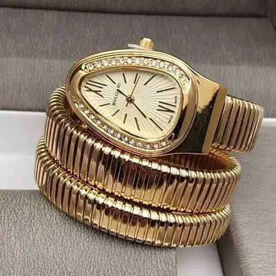 223448f12d09979882e8f9c55d3e45b7 Triple‑Wrap Snake Watch | Diamond‑Set Bezel | Luxury Fashion Accessory - Image 2