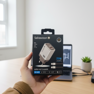 Sabawoon S120 25W Fast Charger   | All Mobile Options | Type‑C to Type‑C Cable