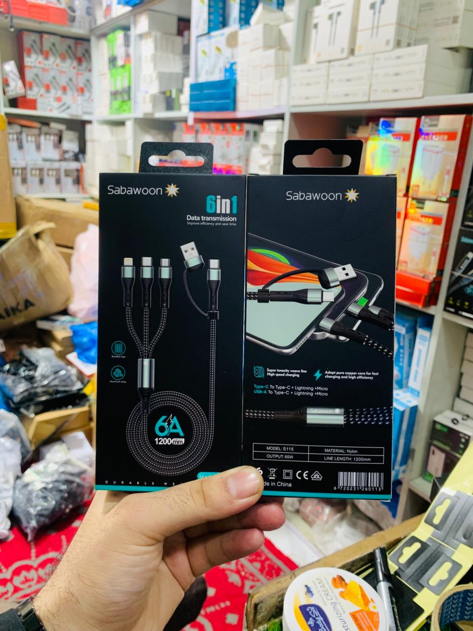 2443d5610bf41d4661a220adbf78747e Sabawoon S115 6‑in‑1 Cable | New Model & Design | 100% Original Quality | Multi‑Device Fast Charging - Image 5