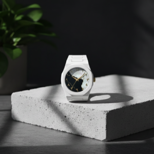 White Aura Watch Elegant Design Durable Build Comfortable Strap Clear Display Perfect For Daily Wear And Special Occasio