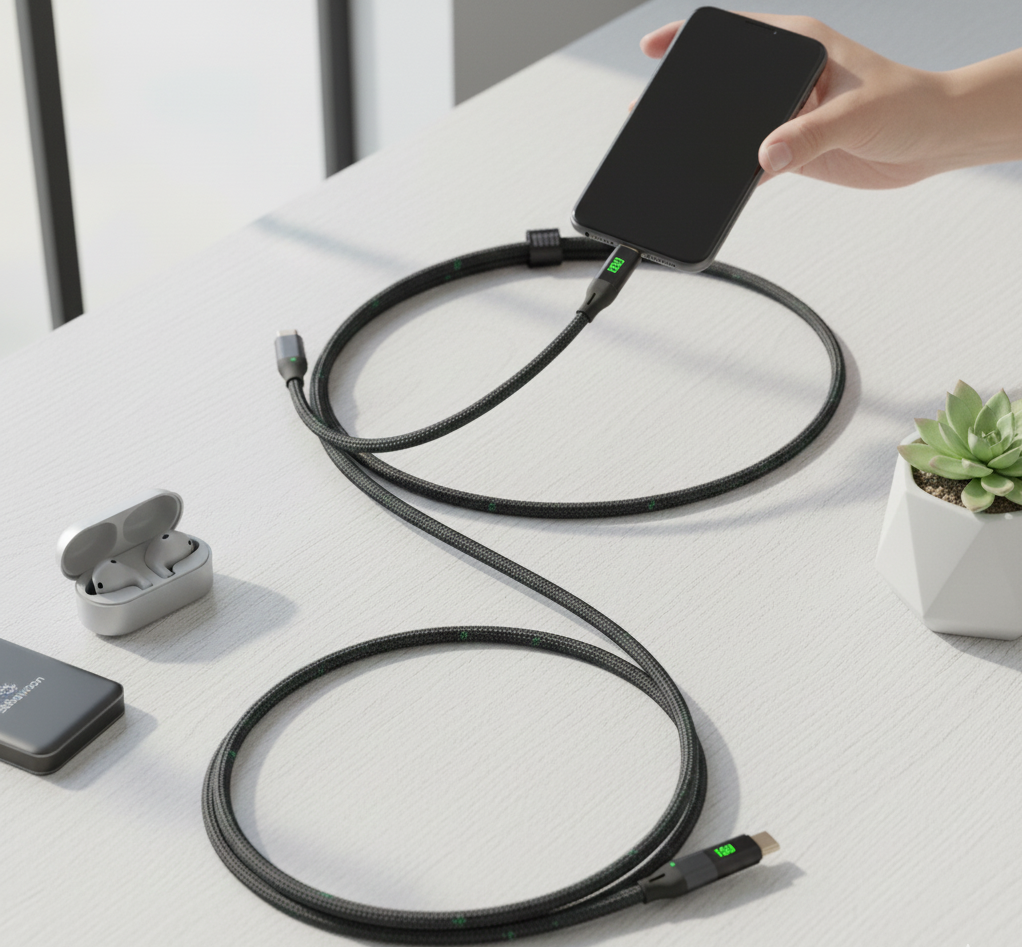 26a0eecd25cd7ca8f6e54edc211d90c5 Sabawoon Type-C to Type-C 120W Fast Charging Cable – Ultra-Durable, Super-Speed Power Delivery - Image 2